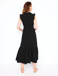 Wren Double Cloth Midi Dress-Black(Petite,2)