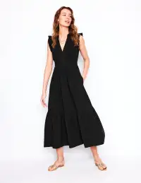Wren Double Cloth Midi Dress-Black(Petite,2)