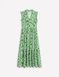 Wren Double Cloth Midi Dress-Paradise Green.Vine Silhouette(Petite,2)