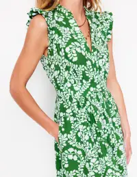 Wren Double Cloth Midi Dress-Paradise Green.Vine Silhouette(Petite,2)