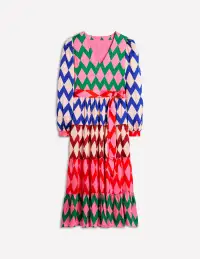 V-Neck Tiered Dress-Multi. Diamond Stripe(Petite,2)