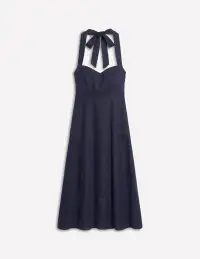 Halter Linen Dress-Navy(Petite,2)