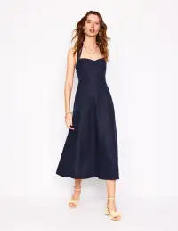 Halter Linen Dress-Navy(Petite,2)