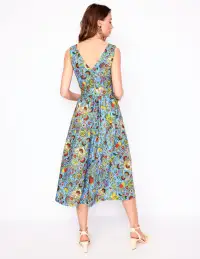 V-Neck Belted Flare Dress-Multi. Citrus Vine(Petite,2)