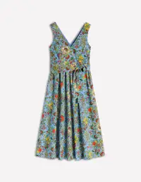 V-Neck Belted Flare Dress-Multi. Citrus Vine(Petite,2)