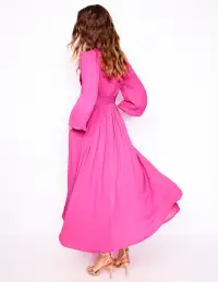 Pleat Detail Blouson Dress-Cosmos Pink(2)