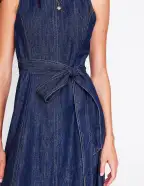 Sleeveless Denim Dress-Dark Vintage Denim(Petite,2)