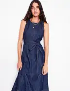 Sleeveless Denim Dress-Dark Vintage Denim(Petite,2)