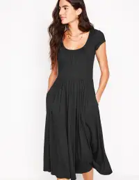 Samantha Scoop Jersey Dress-Black(Petite,2)