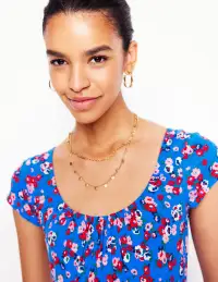Samantha Scoop Jersey Dress-Cerulean Blue. Painterly Posy(Petite,2)