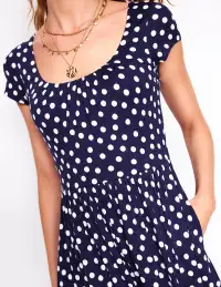 Samantha Scoop Jersey Dress-French Navy. Painted Dot(Petite,2)