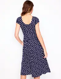 Samantha Scoop Jersey Dress-French Navy. Painted Dot(Petite,2)