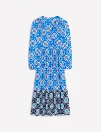 Tie Wrap Tier Maxi Dress-Cerulean Blue. Baroque Tile(Petite,2)