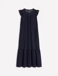 Juliet Broderie Midi Dress-Navy(Petite,2)