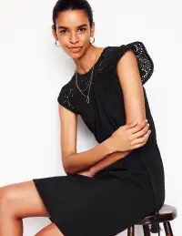 Juliet Broderie Short Dress-Black