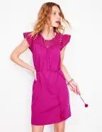 Juliet Broderie Short Dress-Fuchsia