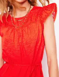 Juliet Broderie Short Dress-FireCracker Red(Regular,2)