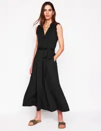 Aria Broderie Trim Midi Dress-Black(Petite,2)