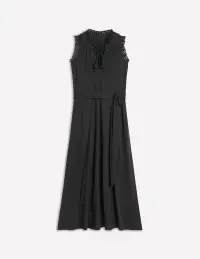 Aria Broderie Trim Midi Dress-Black(Petite,2)