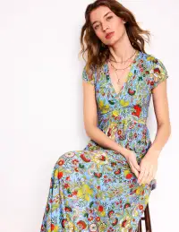 Bias Cut Jersey Midi Dress-Multi. Citrus Vine(Petite,2)