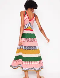 V-Neck Maxi Knitted Dress-Multi Stripe(Regular,2)