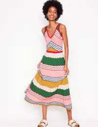 V-Neck Maxi Knitted Dress-Multi Stripe(Regular,2)
