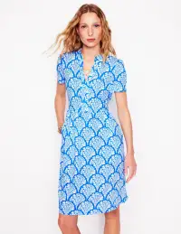 Naomi Short Sleeve Dress-Cerulean Blue. Blossomy