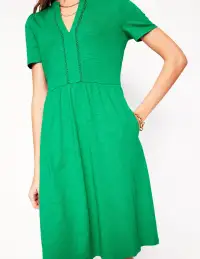 Naomi Short Sleeve Dress-Rich Emerald(Petite,2)