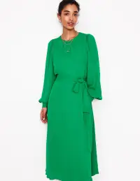 Blouson Sleeve Midi Dress-Rich Emerald(Regular,2)