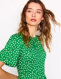 Louisa Short Jersey Dress-Lime Juice Green. Abstract Dot(Petite,2)