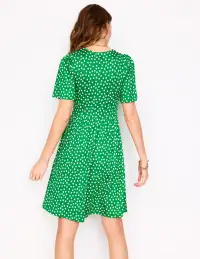 Louisa Short Jersey Dress-Lime Juice Green. Abstract Dot(Petite,2)