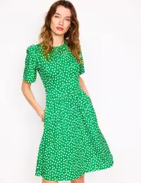 Louisa Short Jersey Dress-Lime Juice Green. Abstract Dot(Petite,2)