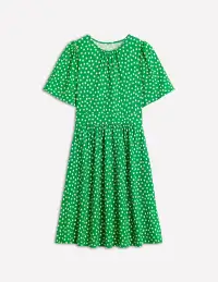 Louisa Short Jersey Dress-Lime Juice Green. Abstract Dot(Petite,2)