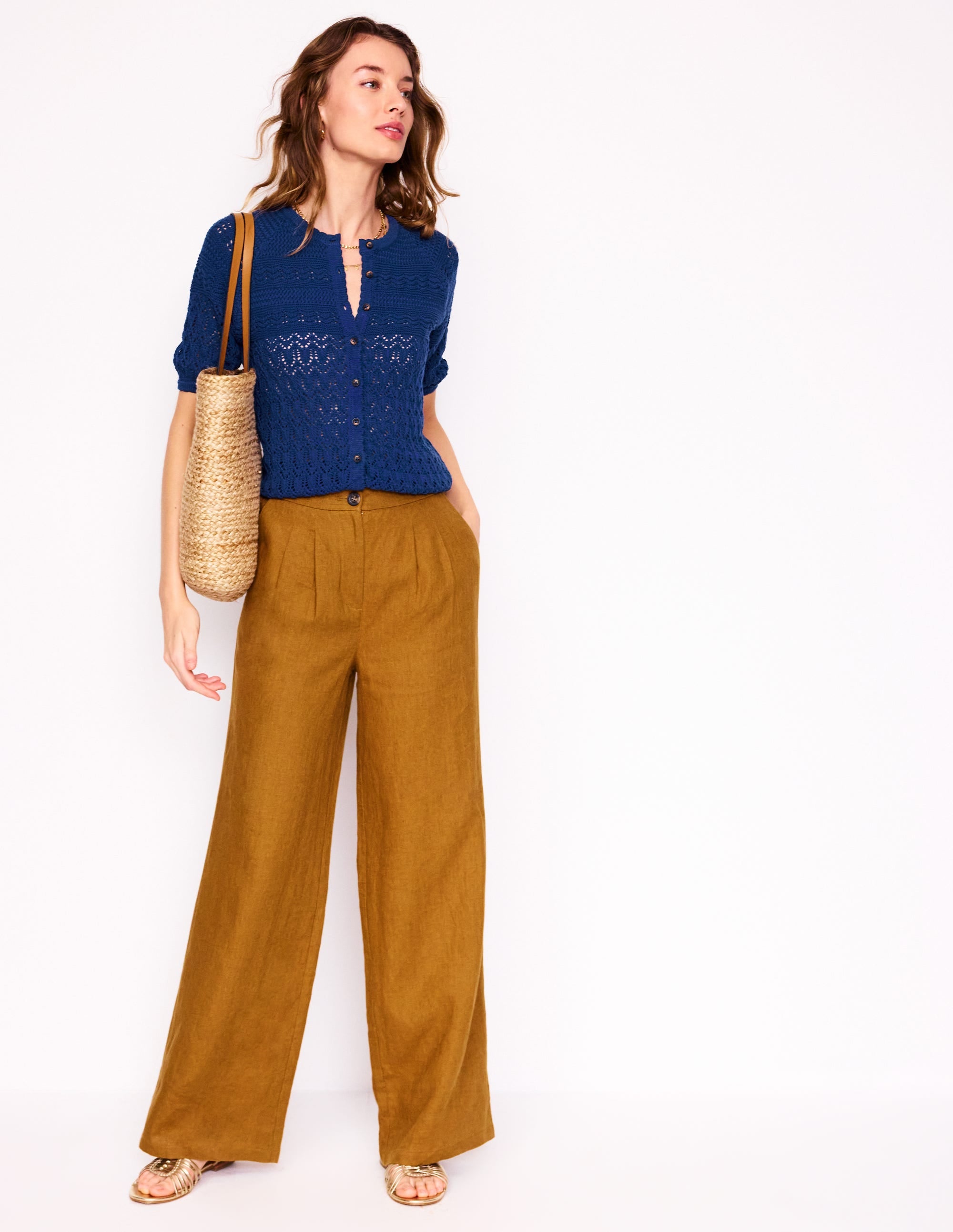 Elodie Stitch Crew Cardigan-Starboard Blue