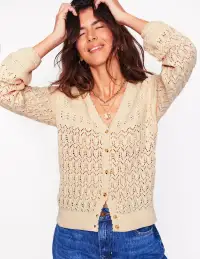 Elodie Stitch V-Neck Cardigan-Warm Ivory