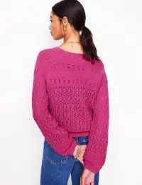 Elodie Stitch V-Neck Cardigan-Purple Damson(XS)
