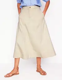 Panelled Full Denim Skirt-Ecru(2)