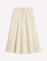 Panelled Full Denim Skirt-Ecru(2)