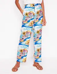 Westbourne Crop Linen Pants-Multi. Paradise Bay(Petite,2)