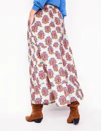 Nadia Poplin Maxi Skirt-Ivory. Wildflower Stamp(Petite,2)