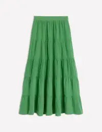 Nadia Double Cloth Maxi Skirt-Paradise Green(Petite,2)