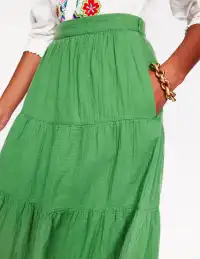 Nadia Double Cloth Maxi Skirt-Paradise Green(Petite,2)