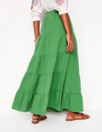 Nadia Double Cloth Maxi Skirt-Paradise Green(Petite,2)