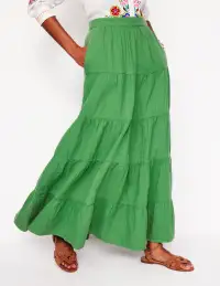 Nadia Double Cloth Maxi Skirt-Paradise Green(Petite,2)
