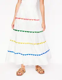 Nadia Double Cloth Maxi Skirt-White(Petite,2)