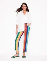 High Rise Stripe Jeans-Multi Stripe