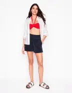 Smocked Towelling Short-Navy