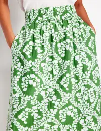 Double Cloth Smocked Skirt-Paradise Green.Vine Silhouette(2)