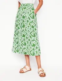Double Cloth Smocked Skirt-Paradise Green.Vine Silhouette(2)