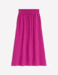 Double Cloth Smocked Skirt-Fuchsia(2)